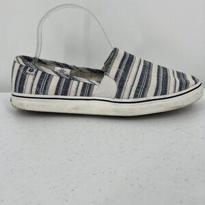 Tommy Bahama Womens Striped Slip-On Canvas Shoes Size 9.5 Blue & White Casual Co
